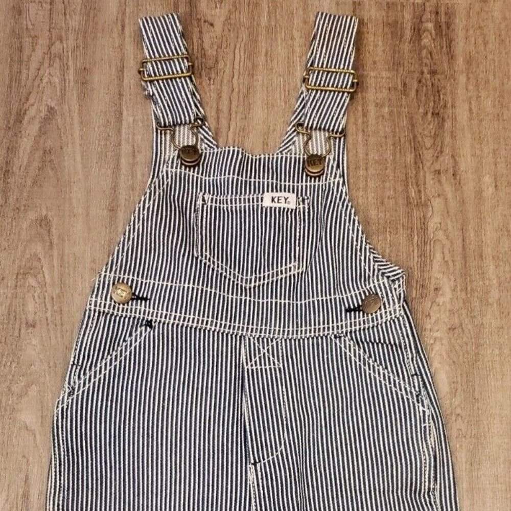 Key Bib Overalls Boys Denim Railroad Conductor Farmer 12M - NWT